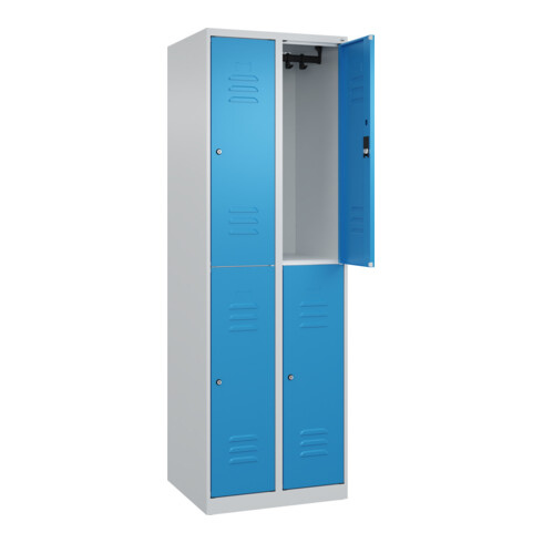 C+P Doppelstock-Spind Classic PLUS, 2 Abteile, 1850x600x500mm, 7035/5012 Verschluss Zylinderschloss