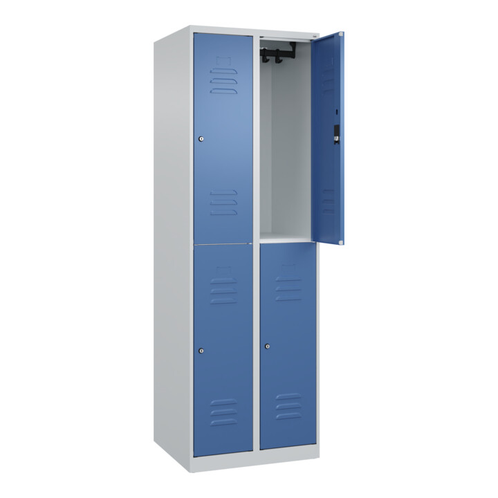 C+P Doppelstock-Spind Classic PLUS, 2 Abteile, 1850x600x500mm, 7035/5023 Verschluss Zylinderschloss