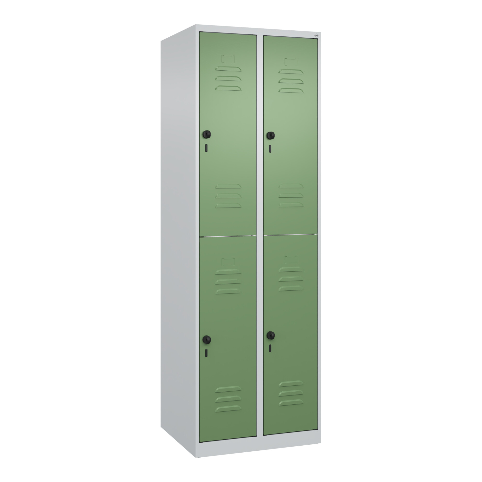 C+P Doppelstock-Spind Classic PLUS, 2 Abteile, 1850x600x500mm, 7035/6011 Verschluss Sicherheits-Drehriegel ; C + P Möbelsysteme