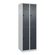 C+P Doppelstock-Spind Classic PLUS, 2 Abteile, 1850x600x500mm, 7035/7016 Verschluss Sicherheits-Drehriegel