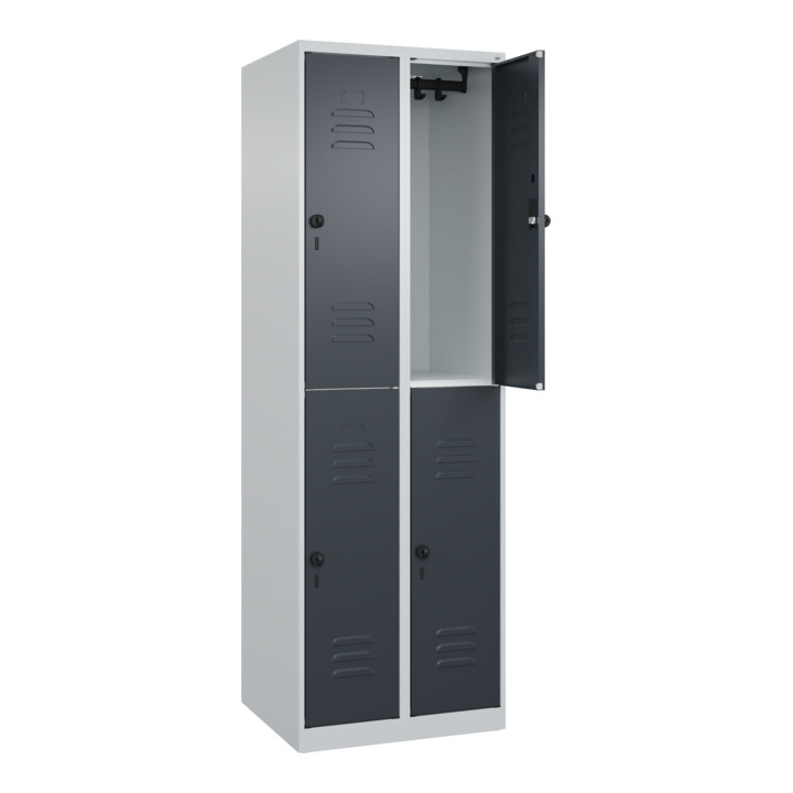 C+P Doppelstock-Spind Classic PLUS, 2 Abteile, 1850x600x500mm, 7035/7016 Verschluss Sicherheits-Drehriegel