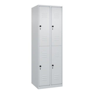 C+P Doppelstock-Spind Classic PLUS, 2 Abteile, 1850x600x500mm, 7035/7035 Verschluss Sicherheits-Drehriegel