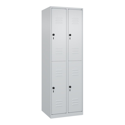 C+P Doppelstock-Spind Classic PLUS, 2 Abteile, 1850x600x500mm, 7035/7035 Verschluss Sicherheits-Drehriegel