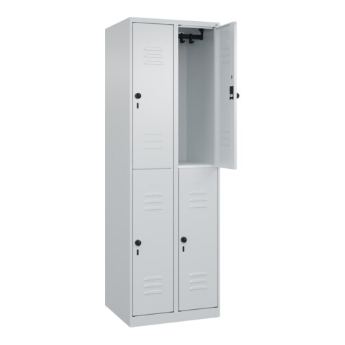 C+P Doppelstock-Spind Classic PLUS, 2 Abteile, 1850x600x500mm, 7035/7035 Verschluss Sicherheits-Drehriegel