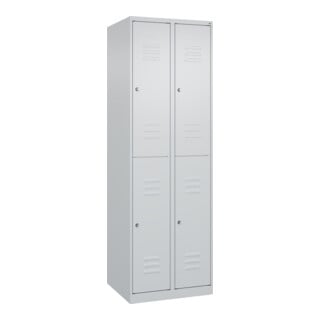 C+P Doppelstock-Spind Classic PLUS, 2 Abteile, 1850x600x500mm, 7035/7035 Verschluss Zylinderschloss