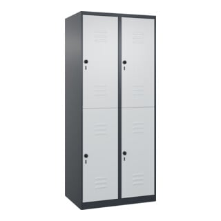 C+P Doppelstock-Spind Classic PLUS, 2 Abteile, 1850x800x500mm, 7016/7035 Verschluss Sicherheits-Drehriegel
