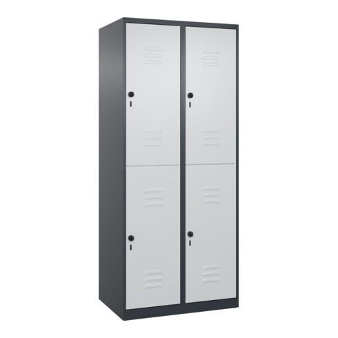 C+P Doppelstock-Spind Classic PLUS, 2 Abteile, 1850x800x500mm, 7016/7035 Verschluss Sicherheits-Drehriegel