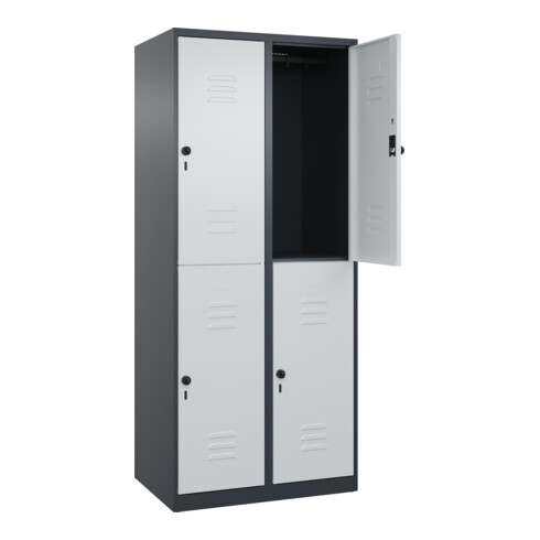 C+P Doppelstock-Spind Classic PLUS, 2 Abteile, 1850x800x500mm, 7016/7035 Verschluss Sicherheits-Drehriegel