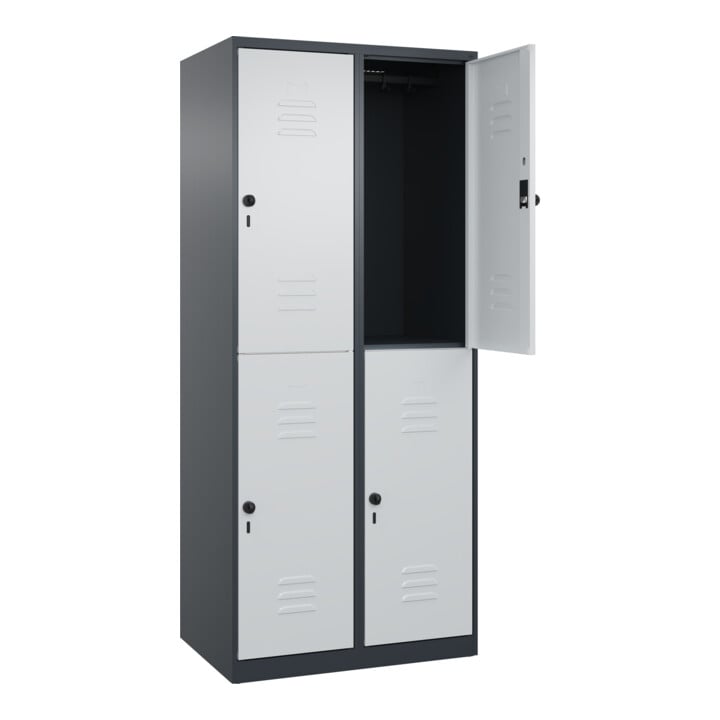 C+P Doppelstock-Spind Classic PLUS, 2 Abteile, 1850x800x500mm, 7016/7035 Verschluss Sicherheits-Drehriegel