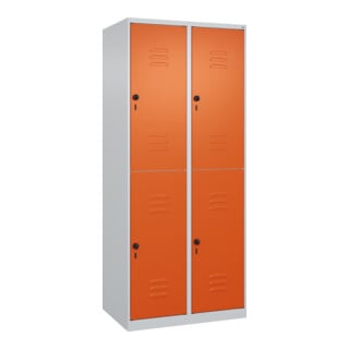 C+P Doppelstock-Spind Classic PLUS, 2 Abteile, 1850x800x500mm, 7035/2004 Verschluss Sicherheits-Drehriegel