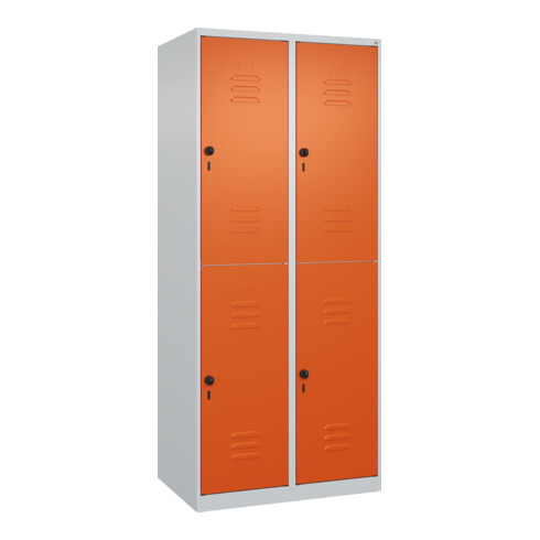 C+P Doppelstock-Spind Classic PLUS, 2 Abteile, 1850x800x500mm, 7035/2004 Verschluss Sicherheits-Drehriegel