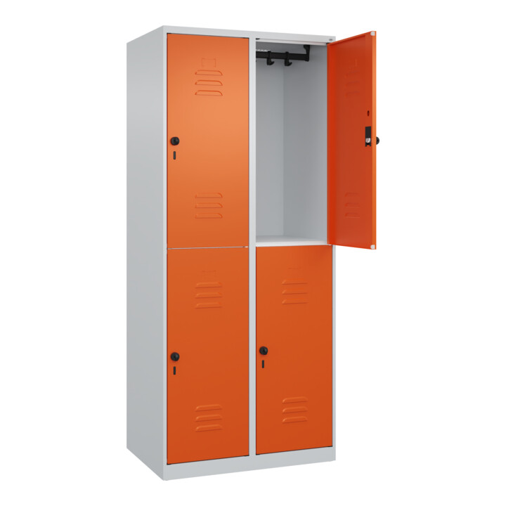 C+P Doppelstock-Spind Classic PLUS, 2 Abteile, 1850x800x500mm, 7035/2004 Verschluss Sicherheits-Drehriegel