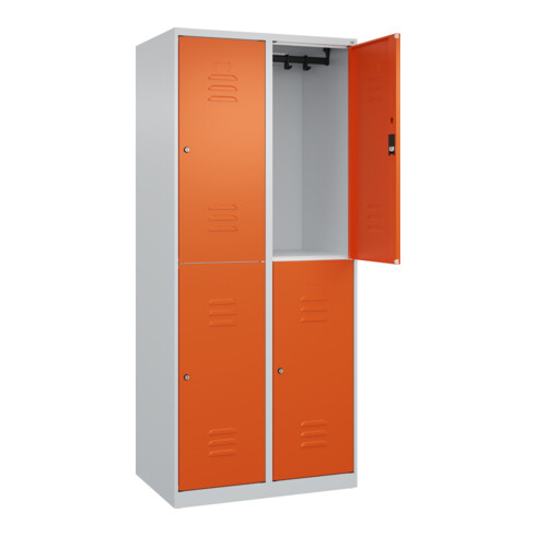 C+P Doppelstock-Spind Classic PLUS, 2 Abteile, 1850x800x500mm, 7035/2004 Verschluss Zylinderschloss