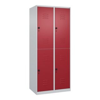 C+P Doppelstock-Spind Classic PLUS, 2 Abteile, 1850x800x500mm, 7035/3003 Verschluss Sicherheits-Drehriegel