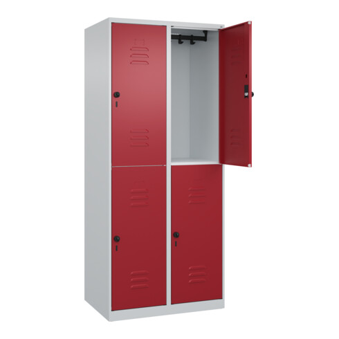 C+P Doppelstock-Spind Classic PLUS, 2 Abteile, 1850x800x500mm, 7035/3003 Verschluss Sicherheits-Drehriegel