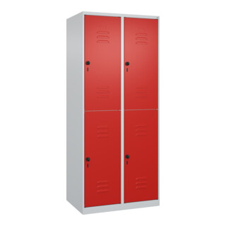 C+P Doppelstock-Spind Classic PLUS, 2 Abteile, 1850x800x500mm, 7035/3020 Verschluss Sicherheits-Drehriegel