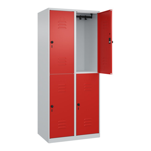 C+P Doppelstock-Spind Classic PLUS, 2 Abteile, 1850x800x500mm, 7035/3020 Verschluss Sicherheits-Drehriegel