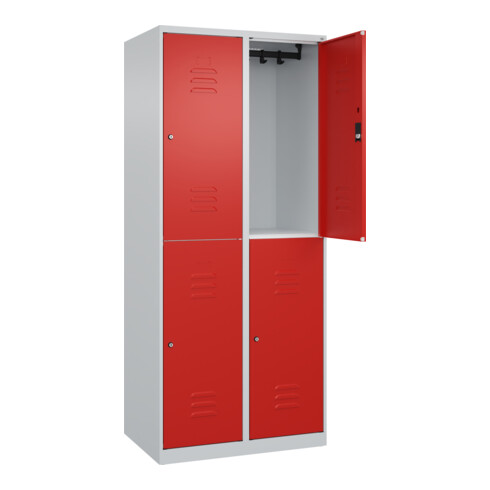 C+P Doppelstock-Spind Classic PLUS, 2 Abteile, 1850x800x500mm, 7035/3020 Verschluss Zylinderschloss