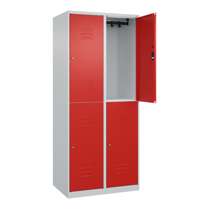 C+P Doppelstock-Spind Classic PLUS, 2 Abteile, 1850x800x500mm, 7035/3020 Verschluss Zylinderschloss