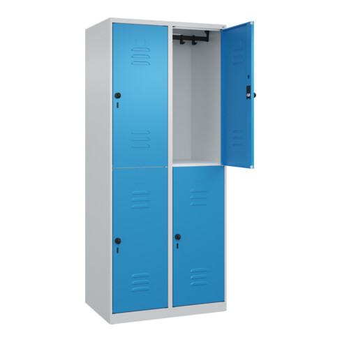 C+P Doppelstock-Spind Classic PLUS, 2 Abteile, 1850x800x500mm, 7035/5012 Verschluss Sicherheits-Drehriegel