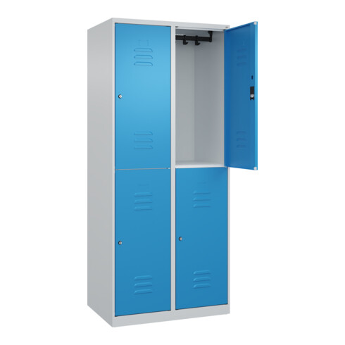 C+P Doppelstock-Spind Classic PLUS, 2 Abteile, 1850x800x500mm, 7035/5012 Verschluss Zylinderschloss