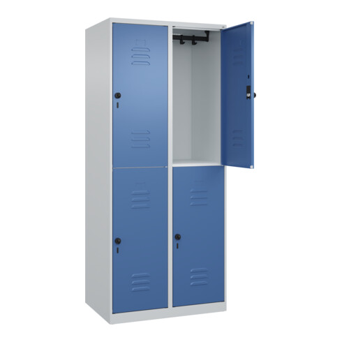 C+P Doppelstock-Spind Classic PLUS, 2 Abteile, 1850x800x500mm, 7035/5023 Verschluss Sicherheits-Drehriegel