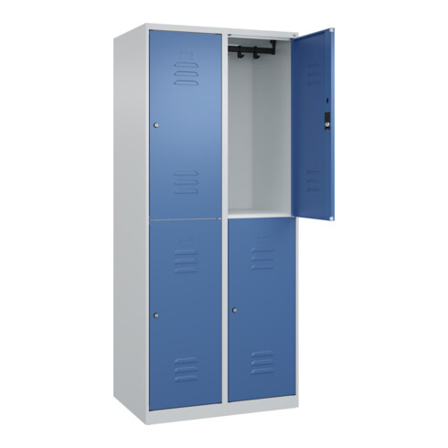 C+P Doppelstock-Spind Classic PLUS, 2 Abteile, 1850x800x500mm, 7035/5023 Verschluss Zylinderschloss