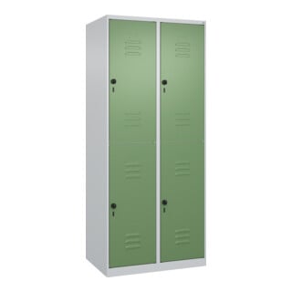 C+P Doppelstock-Spind Classic PLUS, 2 Abteile, 1850x800x500mm, 7035/6011 Verschluss Sicherheits-Drehriegel