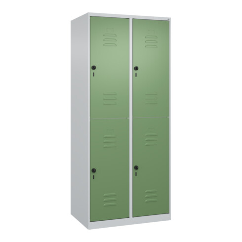 C+P Doppelstock-Spind Classic PLUS, 2 Abteile, 1850x800x500mm, 7035/6011 Verschluss Sicherheits-Drehriegel