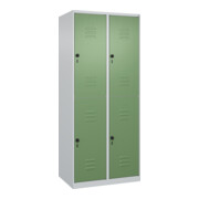 C+P Doppelstock-Spind Classic PLUS, 2 Abteile, 1850x800x500mm, 7035/6011 Verschluss Sicherheits-Drehriegel
