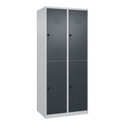C+P Doppelstock-Spind Classic PLUS, 2 Abteile, 1850x800x500mm, 7035/7016 Verschluss Sicherheits-Drehriegel
