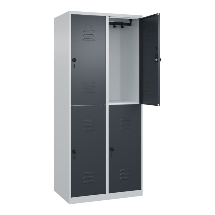 C+P Doppelstock-Spind Classic PLUS, 2 Abteile, 1850x800x500mm, 7035/7016 Verschluss Sicherheits-Drehriegel