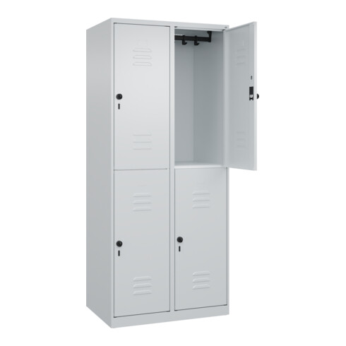C+P Doppelstock-Spind Classic PLUS, 2 Abteile, 1850x800x500mm, 7035/7035 Verschluss Sicherheits-Drehriegel
