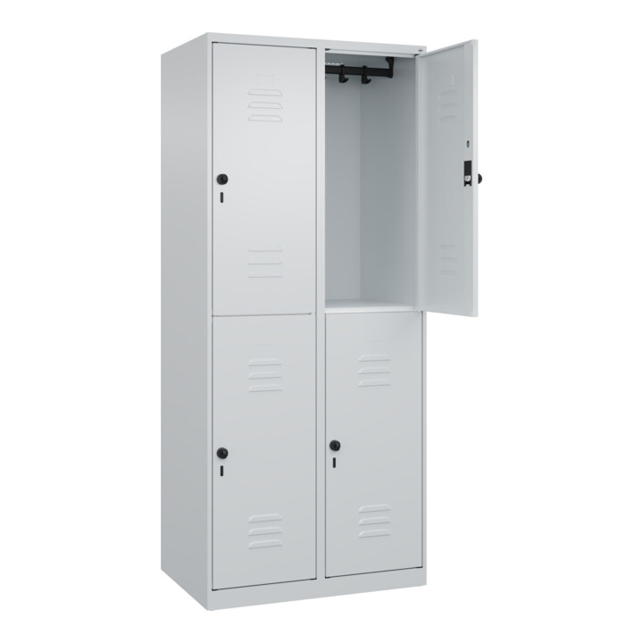 C+P Doppelstock-Spind Classic PLUS, 2 Abteile, 1850x800x500mm, 7035/7035 Verschluss Sicherheits-Drehriegel