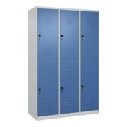 C+P Doppelstock-Spind Classic PLUS, 3 Abteile, 1850x1200x500mm, 7035/5023 Verschluss Sicherheits-Drehriegel