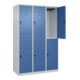 C+P Doppelstock-Spind Classic PLUS, 3 Abteile, 1850x1200x500mm, 7035/5023 Verschluss Sicherheits-Drehriegel