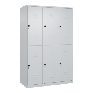 C+P Doppelstock-Spind Classic PLUS, 3 Abteile, 1850x1200x500mm, 7035/7035 Verschluss Sicherheits-Drehriegel