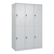C+P Doppelstock-Spind Classic PLUS, 3 Abteile, 1850x1200x500mm, 7035/7035 Verschluss Sicherheits-Drehriegel