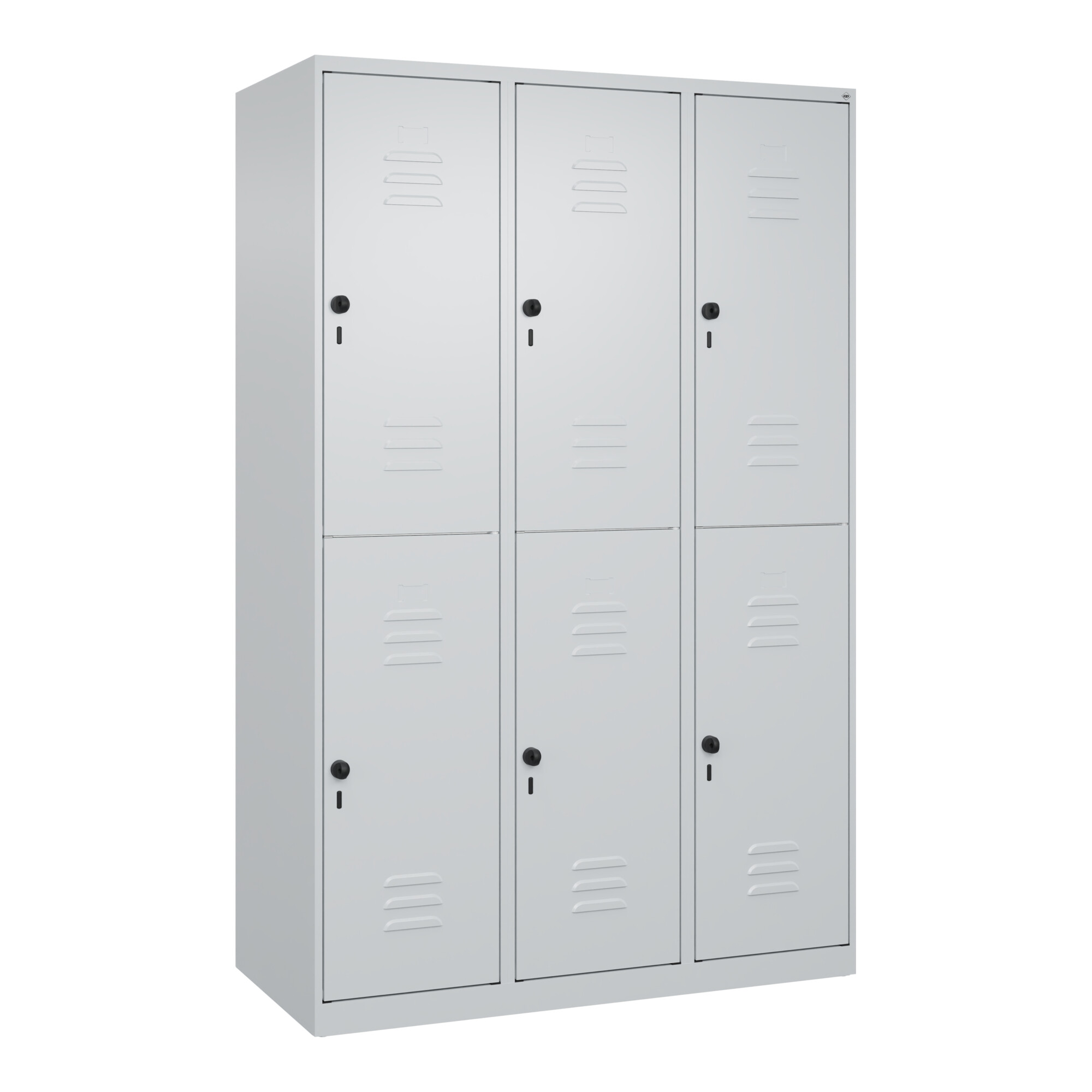 C+P Doppelstock-Spind Classic PLUS, 3 Abteile, 1850x1200x500mm, 7035/7035 Verschluss Sicherheits-Drehriegel ; C + P Möbelsysteme