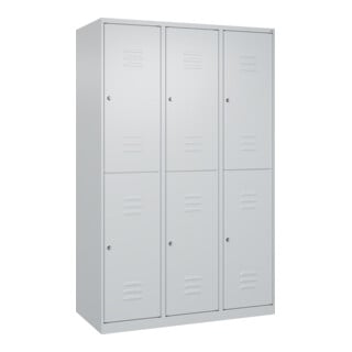 C+P Doppelstock-Spind Classic PLUS, 3 Abteile, 1850x1200x500mm, 7035/7035 Verschluss Zylinderschloss