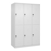C+P Doppelstock-Spind Classic PLUS, 3 Abteile, 1850x1200x500mm, 9016/9016 Verschluss Sicherheits-Drehriegel