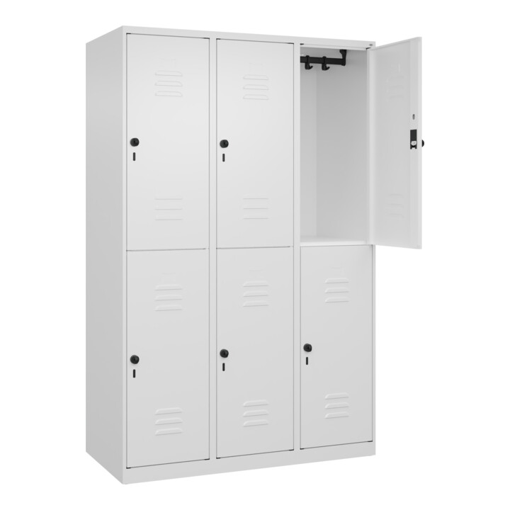 C+P Doppelstock-Spind Classic PLUS, 3 Abteile, 1850x1200x500mm, 9016/9016 Verschluss Sicherheits-Drehriegel