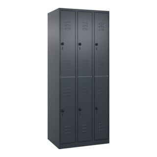 C+P Doppelstock-Spind Classic PLUS, 3 Abteile, 1850x750x500mm, 7016/7016 Verschluss Sicherheits-Drehriegel
