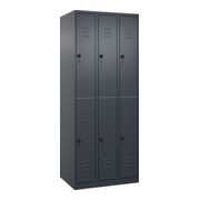 C+P Doppelstock-Spind Classic PLUS, 3 Abteile, 1850x750x500mm, 7016/7016 Verschluss Sicherheits-Drehriegel
