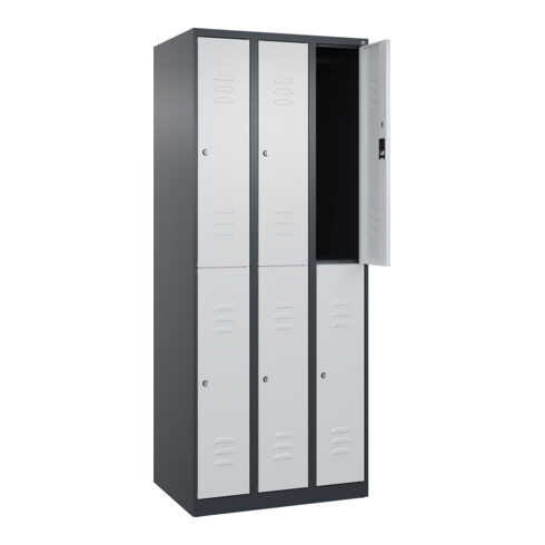 C+P Doppelstock-Spind Classic PLUS, 3 Abteile, 1850x750x500mm, 7016/7035 Verschluss Zylinderschloss