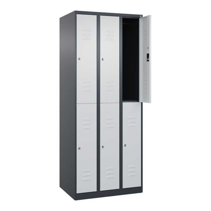 C+P Doppelstock-Spind Classic PLUS, 3 Abteile, 1850x750x500mm, 7016/7035 Verschluss Zylinderschloss