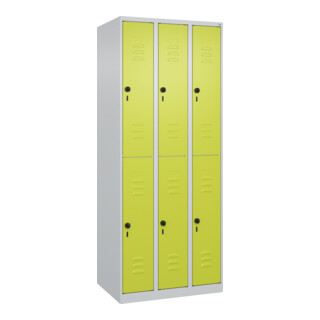 C+P Doppelstock-Spind Classic PLUS, 3 Abteile, 1850x750x500mm, 7035/0024 Verschluss Sicherheits-Drehriegel