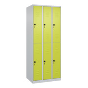 C+P Doppelstock-Spind Classic PLUS, 3 Abteile, 1850x750x500mm, 7035/0024 Verschluss Sicherheits-Drehriegel