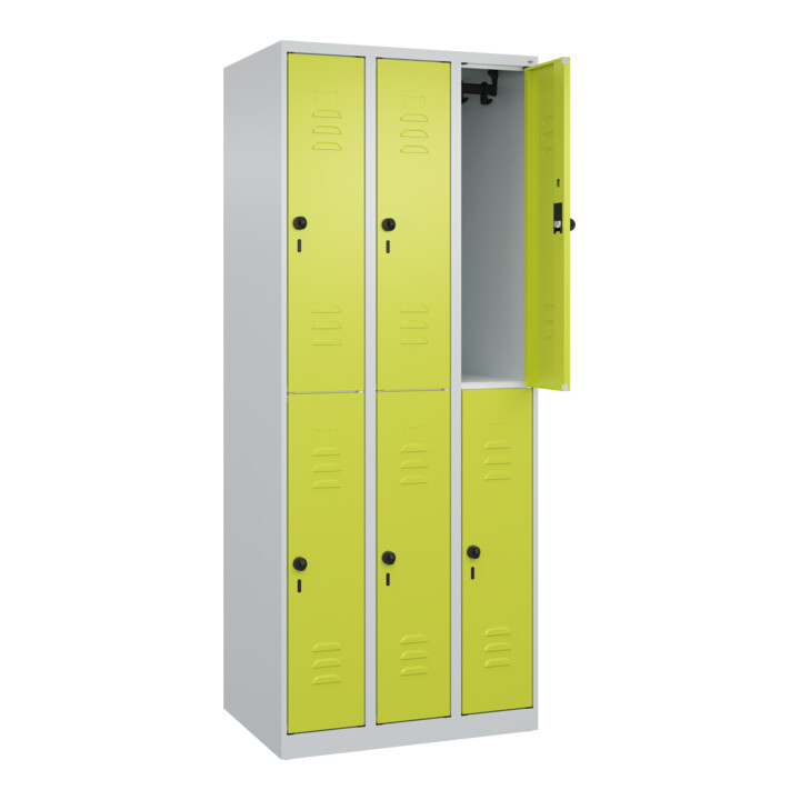 C+P Doppelstock-Spind Classic PLUS, 3 Abteile, 1850x750x500mm, 7035/0024 Verschluss Sicherheits-Drehriegel