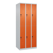 C+P Doppelstock-Spind Classic PLUS, 3 Abteile, 1850x750x500mm, 7035/2004 Verschluss Sicherheits-Drehriegel